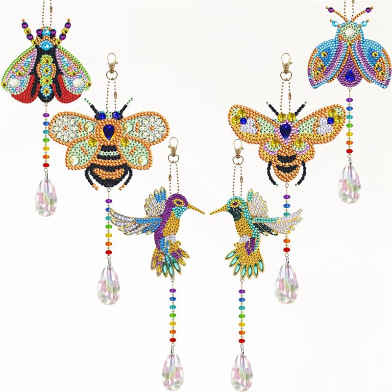 Good-6 Pieces Wind Spinner DIY Painting Wind Chime Double Sided Paint Hanging Ornament For Garden (Bees + Insects + Birds)