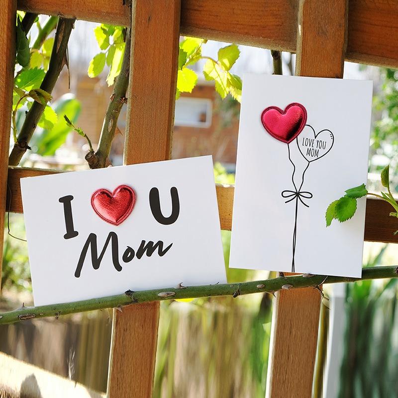 1pc Mother's Day Card with Leather 3D Heart Design - A Unique and Elegant Gift for Mom, Blank Inner Page, Expressing Blessings