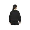 Nike Sportswear Swoosh Logo Embroidered Loose Knit Cropped Pullover Sweatshirt Women Tops Black DO7212-010