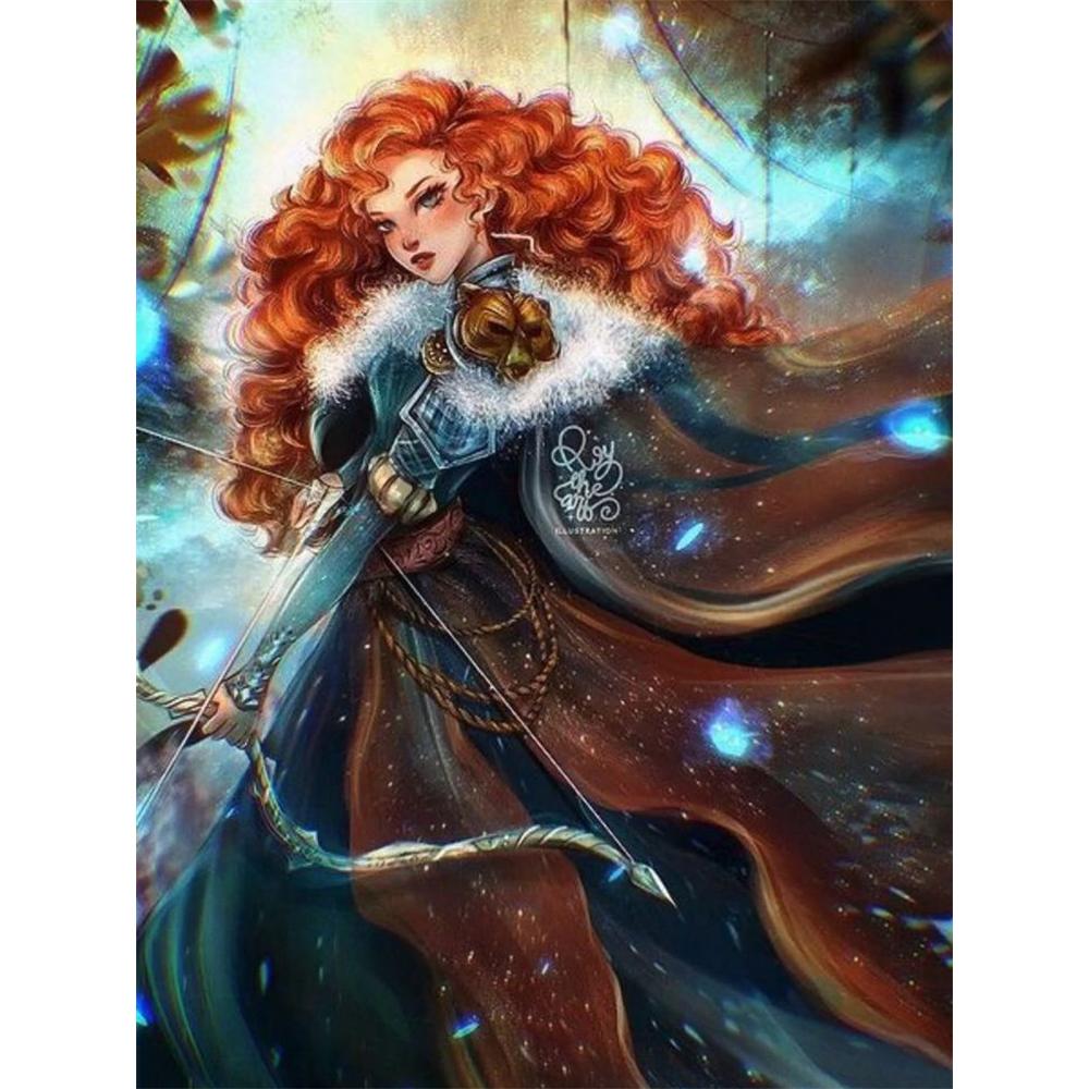 

Disney Diamond Painting 5D Brave Merida Gorgeous Cartoon Movie Cross Stitch Embroidery Handmade Gift Home Decoration Round 20x30cm