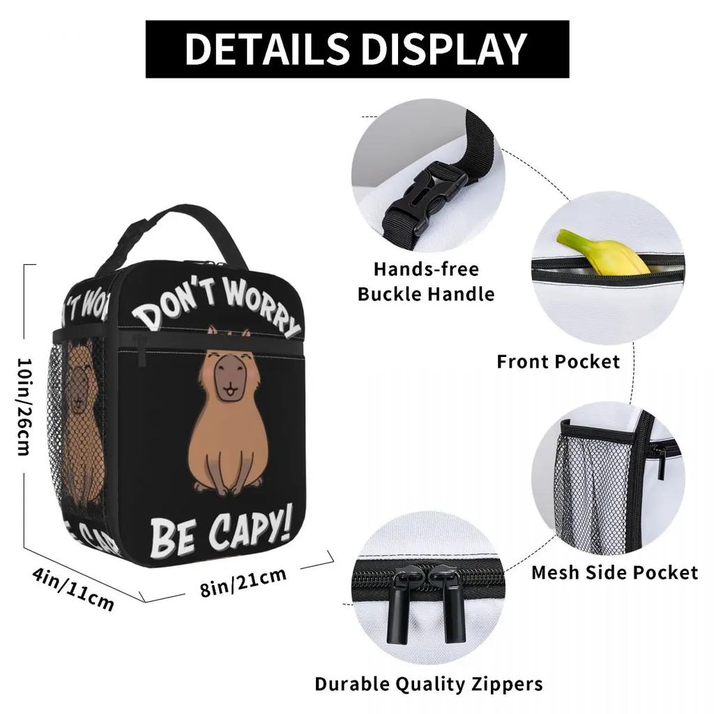 Söt Capybara Merchandise Isolerad Lunchväska För Picknick Härlig Djur Matlåda Bärbar Kylväska Termiska Lunchlådor
