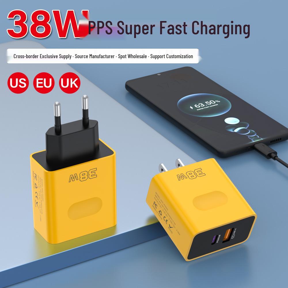 Carregador Rápido USB+PD de Porta Dupla 38W com Carregamento Rápido (UE / EUA / UK Plug)