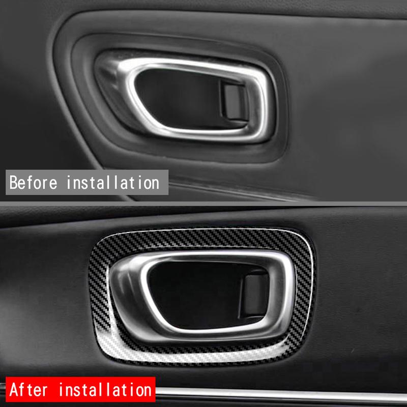 Car Interior Carbon Fiber Door Handle Frame Cover Trim Accessories For Honda HRV HR-V Vezel Carbon fiber pattern