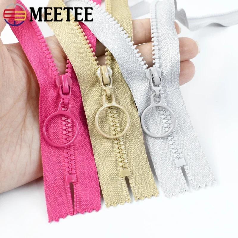 5/10/20Pcs Meetee 25/60cm 3# Resin Zippers Close/Open End Zipper for Clothes Bags Ring Puller Zip Garment Sewing Accessories