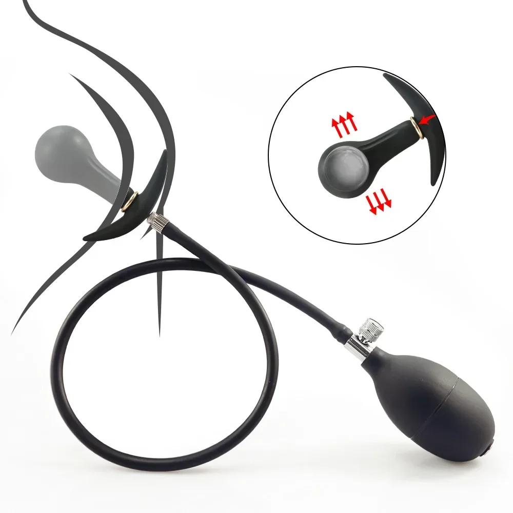 Inflatable Huge Butt Plug Built-in Steel Ball Women Vaginal Anal Dilator Expandable Silicone Prostate Massager Sex Toys for Men