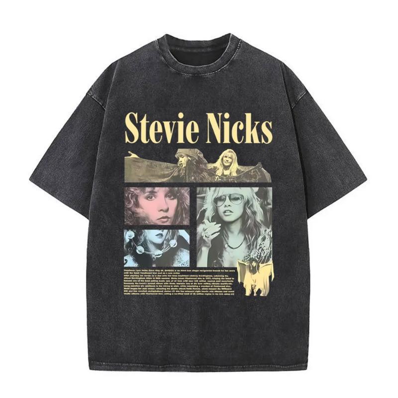 Wypierana Vintage Koszulka z Graficznym Nadrukiem Zespołu Rockowego Fleetwood Mac Rumours Koszulka Stevie Nicks Męska Damska Codzienna Bawełniana Koszulka Oversize