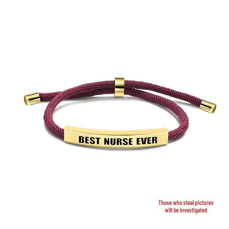Multi-Color Engraved Stainless Steel Rope Bracelet: Nurse's Day Commemorative Christmas Gift