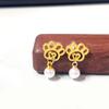 Stainless Steel Cartoon Dog Paw Pearl Stud Earrings