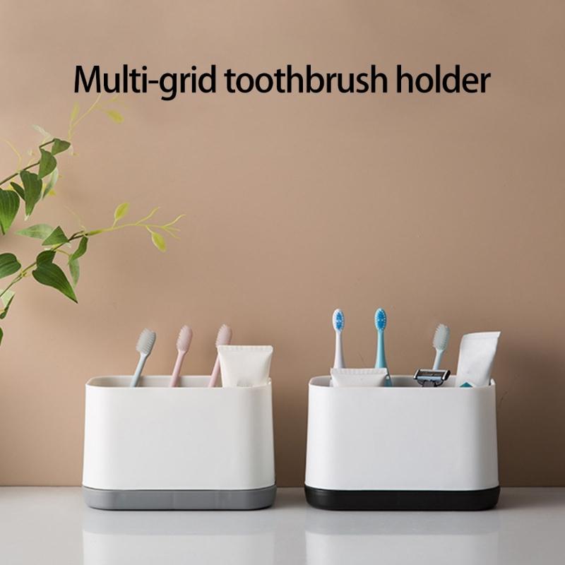 Multifunctional Bathroom Organizer For Toothbrush Toothpaste Razors Storage Removable Design Easy To Clean Durable Plastic Modern Style Space