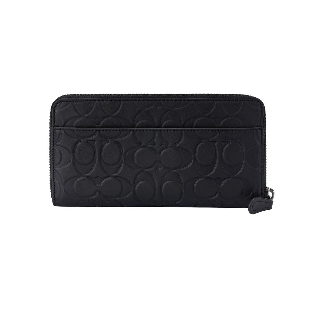 Nueva Cartera Acordeón COACH Cuero Vacuno Tarjetero Cartera para Mujer Negro CE551-QBBK