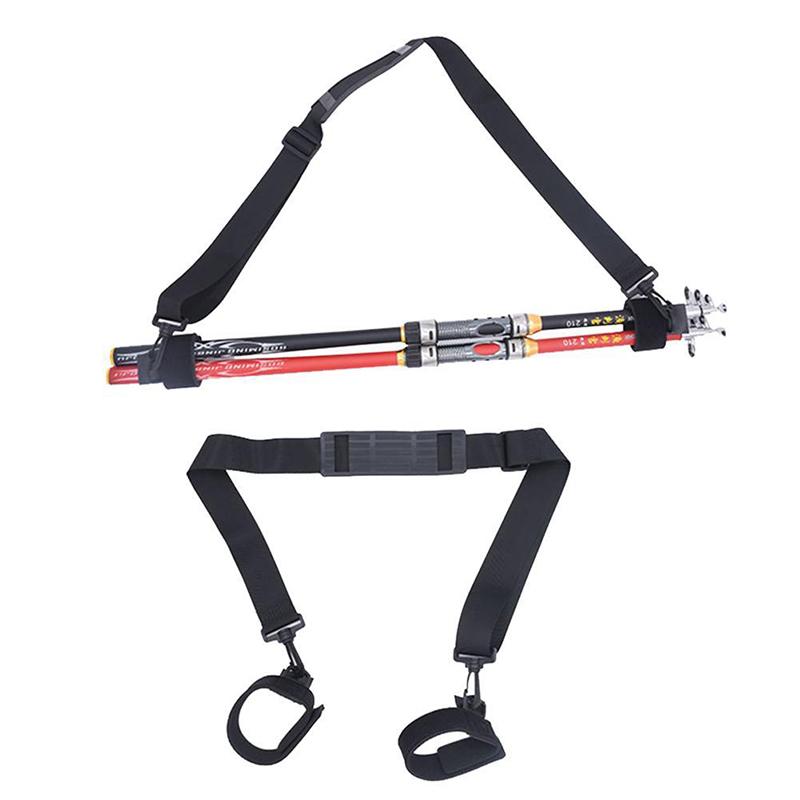 120cm Adjustable Lure Pole Strap Durable Nylon Fishing Rod Shoulder Straps Portable Fishing Rod Back Straps