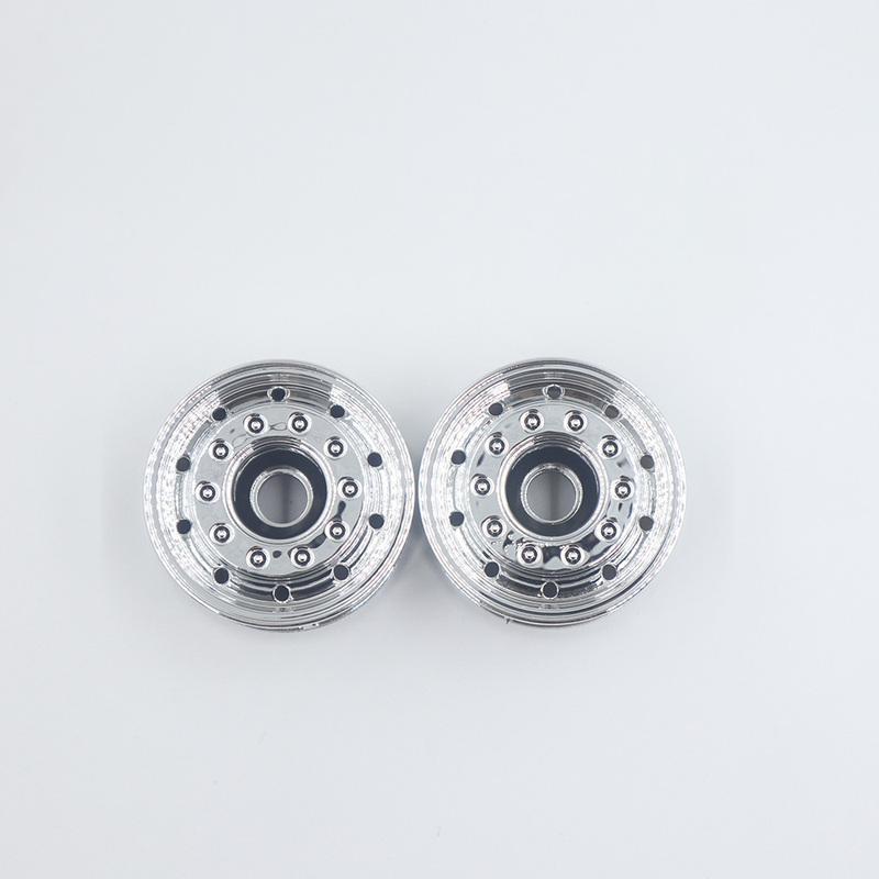 2Pcs Plastic Electroplated Round Hole Front Wheel Hub for 1/14 Tamiya RC Truck Scania 770S Actros 3363 Volvo MAN LESU Car Parts