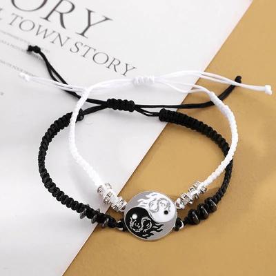 Pulseras ajustables con figura de dragón Yin Yang, collares de pareja de Tai Chi