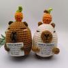 Positive Crochet Animals Capybara Doll With Card Desktop Ornament Handmade Knitted Cheer Up Capybara Doll Home Room Decoration