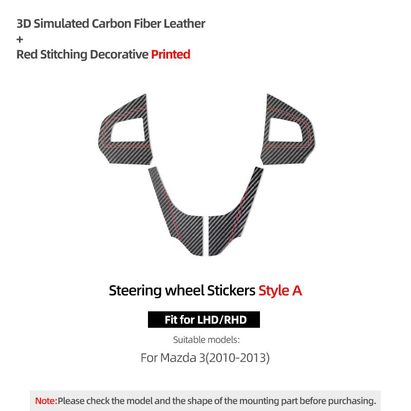 

Betterhumz For Mazda 3 Axela 2010-2013 Made of Alcantara Auto Steering Wheel Panel Button Trim Stickers Car Interior Accessories Carbon Fiber A