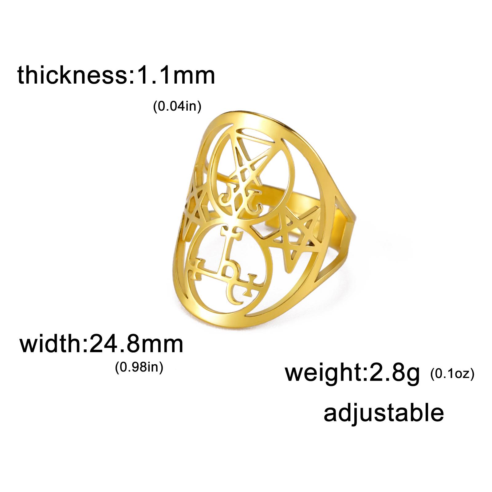Dämonensiegel Geometrischer Ring Luzifer Siegel von Lilith Verstellbare Damenringe Salomons Magischer Schutz Amulett Edelstahl Schmuck resizable yellow