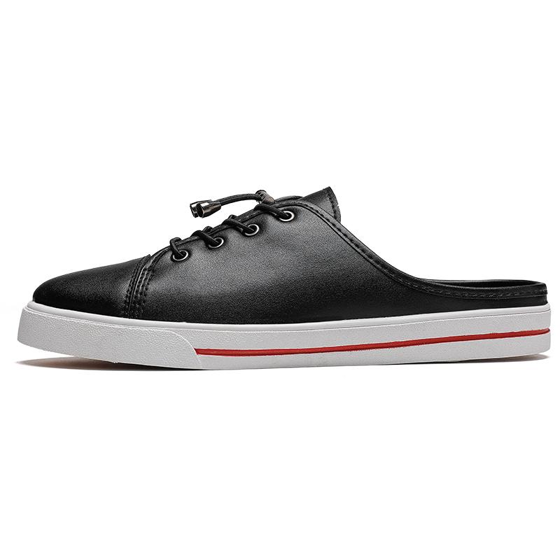 New Men's Slippers Tide Casual All-match Fashion Mens Shoes Genuine Leather Breathable Half Shoes For Men Luxury Half Slippers