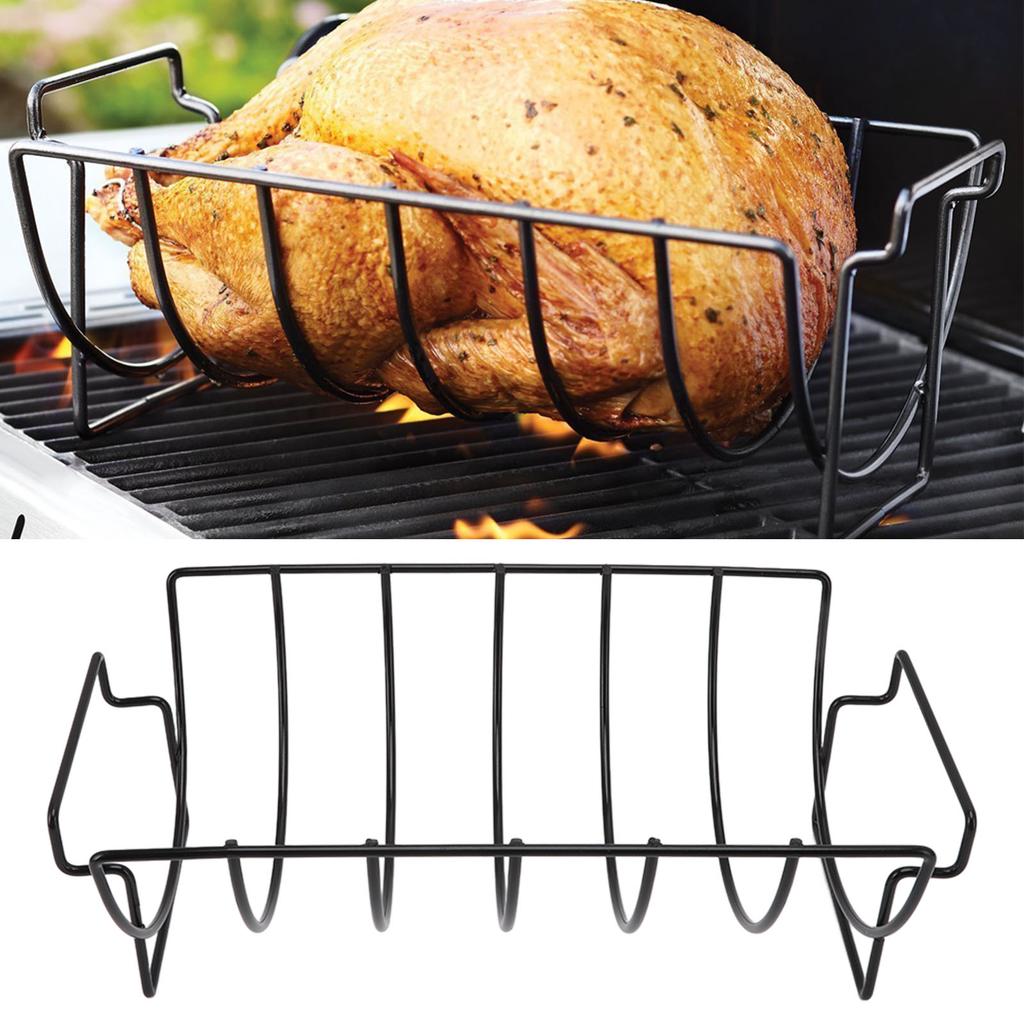 Rib Rack Non Stick Coated Chicken Steak Roasting Stand Barbecue Tool Beef Ribs Grill