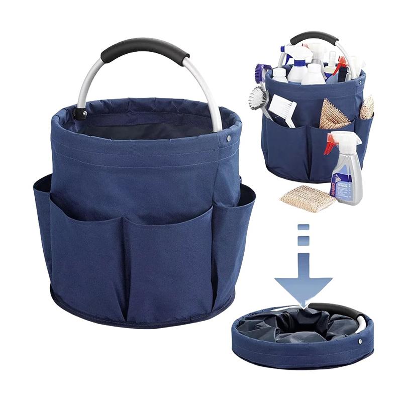 Large Storage Organiser Bag Folding Basket Picnic Tote Outdoor Cleaning Caddy With Handle Tool Bag Cleaning Supplies