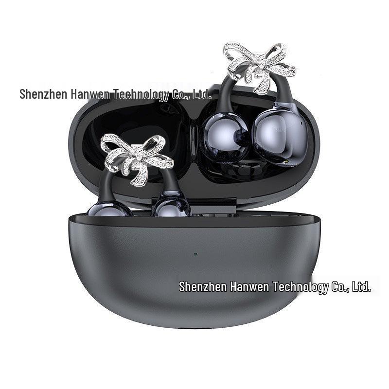Crystal Buckle Bluetooth Earbuds S6: Clip-on Wireless Earbuds with Long Battery Life for Huawei