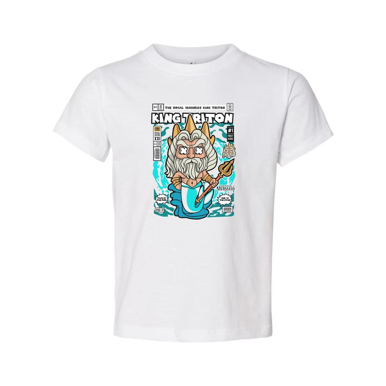 

King Triton Comic Book Style Unisex T Shirt Featuring Trident Pose And Mermaid T L