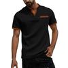 Men's Color Blocked V-neck Single Breasted Shirt  Men's Casual And Comfortable Short Sleeved Shirt