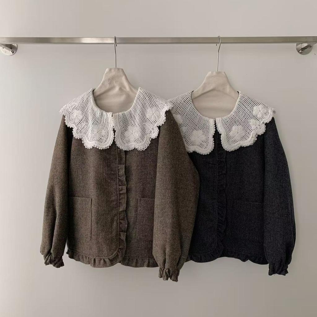Yuyan knitted doll collar small fragrant down jacket new women's winter unique design French celebrity jacket