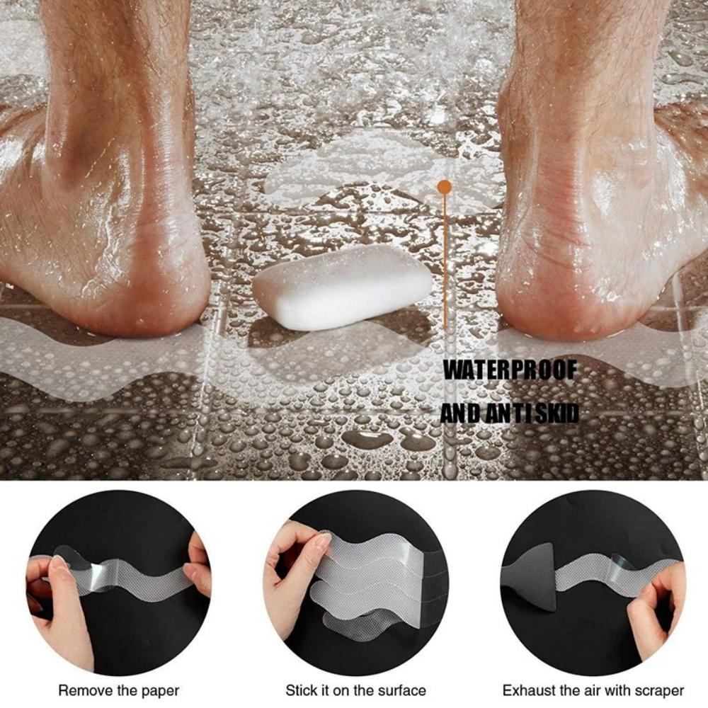 6PCS/12PCS/24PCS Package Strip Anti-slip Stickers Wavy Transparent Bath Tape Sticker Mats Waterproof Stickers Floor  Strips