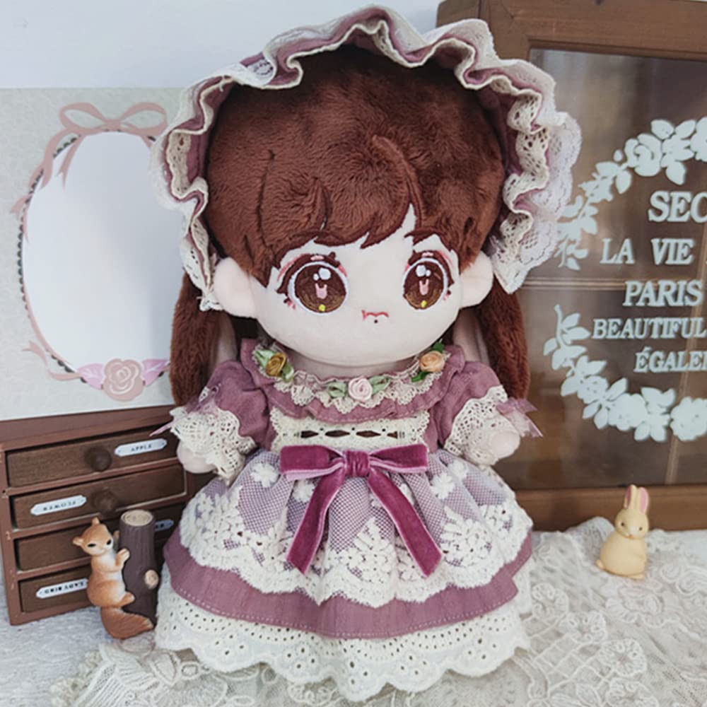 niannyyhouse 20cm Doll Clothes, Purple European-Style Lace Dress, Doll Baby Clothes, Dress-Up, Cotton Doll Clothes, for Plush Toys