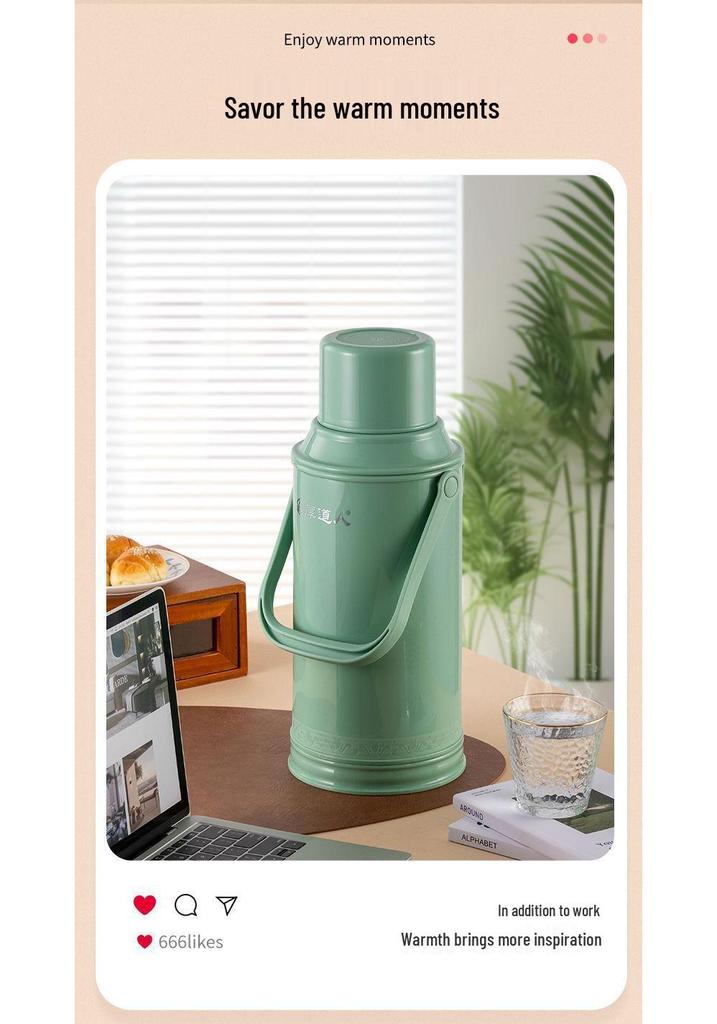 3.2L Vintage-Style Thermos Flask with Glass Liner for Dorms and Homes - Large Capacity Insulated Water Bottle