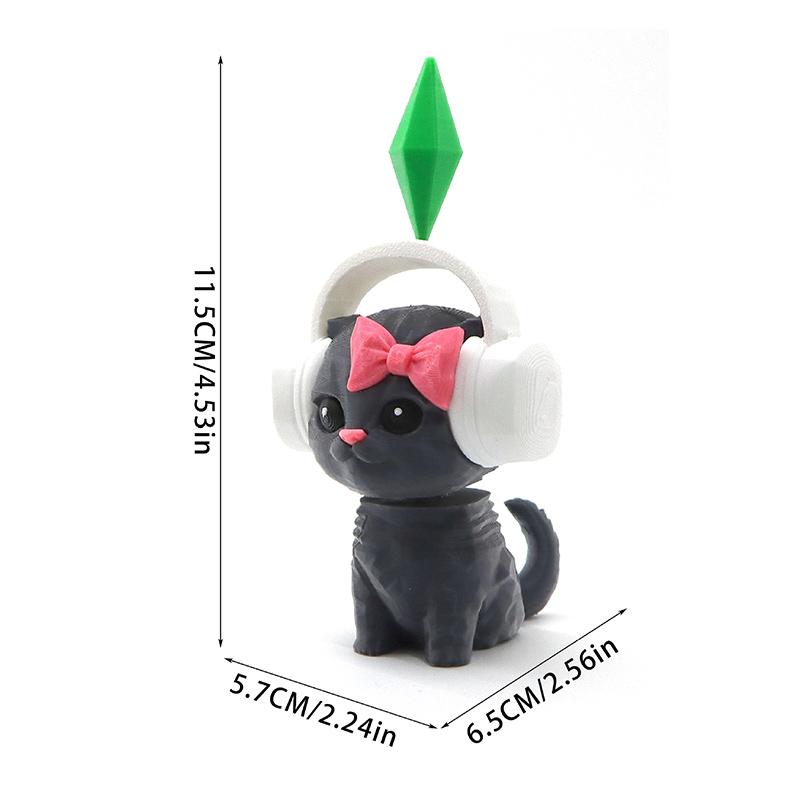 3D Print Cute Dancing Cat Car Accessory The Sims Inspired Cat Figurine Ornament Creative Shake Decor for Car Interior Desk