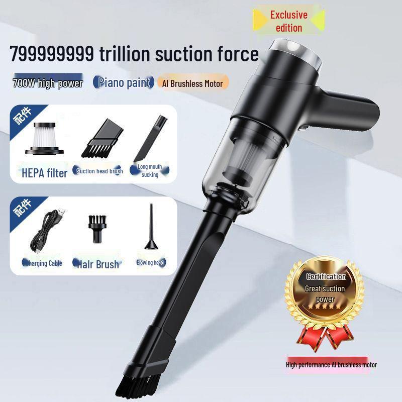 Rechargeable Dual-Purpose Vacuum & Blower: Handheld Cleaner for Home, Car, Desktop, Wardrobe & Hair Drying Tasks.