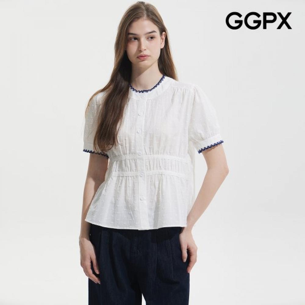 Ggpx Color Block Waist Lace Blouse Gq3sh052f Ivory/F
