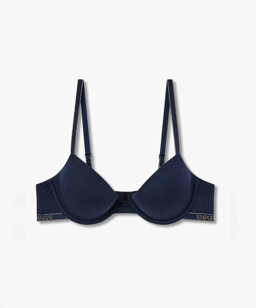 EMPORIO ARMANI UNDERWEAR Women'S Metallic Banding Removable Push-Up Bra_Marine 0825385506