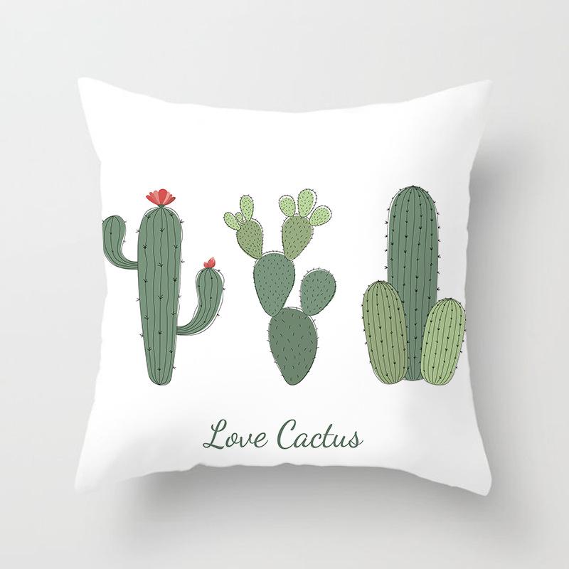 Home Supplies Cute Pastoral Cactus Print Pillow Cover Sofa Cushion Cover