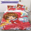 Cardcaptor Sakura Pattern Bedding uilt Set uilt Cover Pillowcase Home Decoration Birthday Gift (1 * duvet cover + 2 * pillowcase without core)