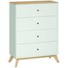 4 Drawer Storage Cabinet, Chest of Drawers for Bedroom Living Room, Light Green and Oak