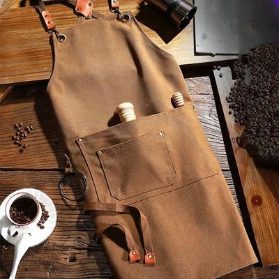 Wasserdichte und ölabweisende Baumwoll-Canvas-Schürze für Milchtee-Shop, Barkeeper, Küchenarbeitskleidung