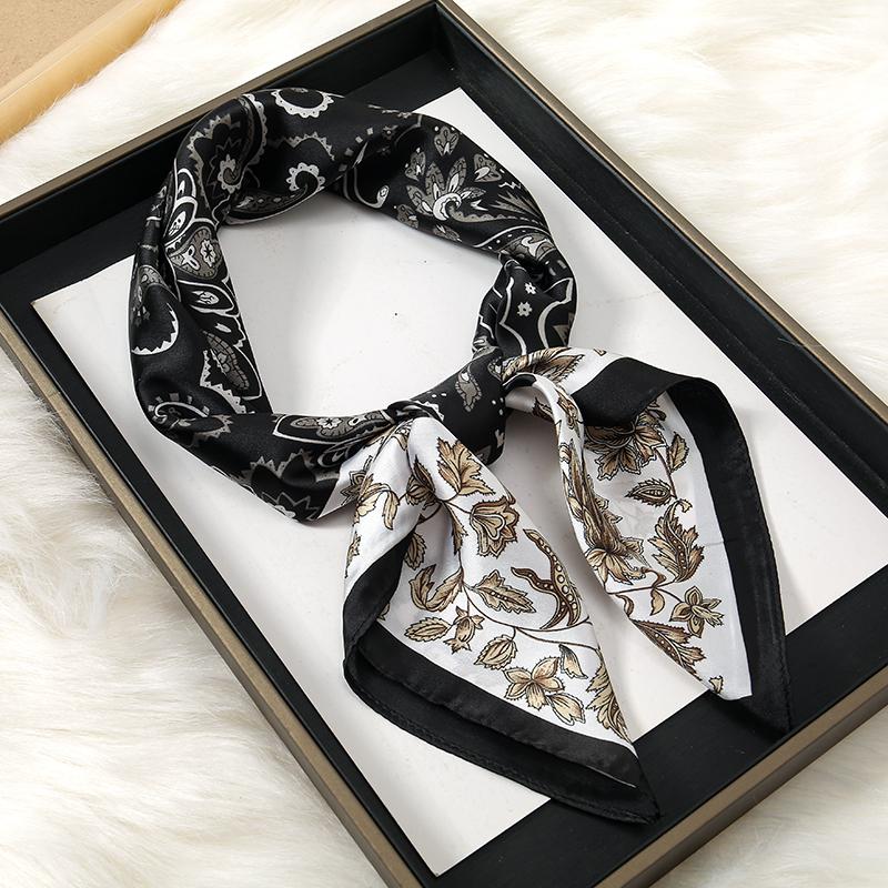 Modny Design Satynowy Jedwabny Kwadratowy Szalik Nadruk Wstążka do Włosów Szalik dla Kobiet Apaszka Bandana Nadruk Drukowany Szal Opaska na Głowę