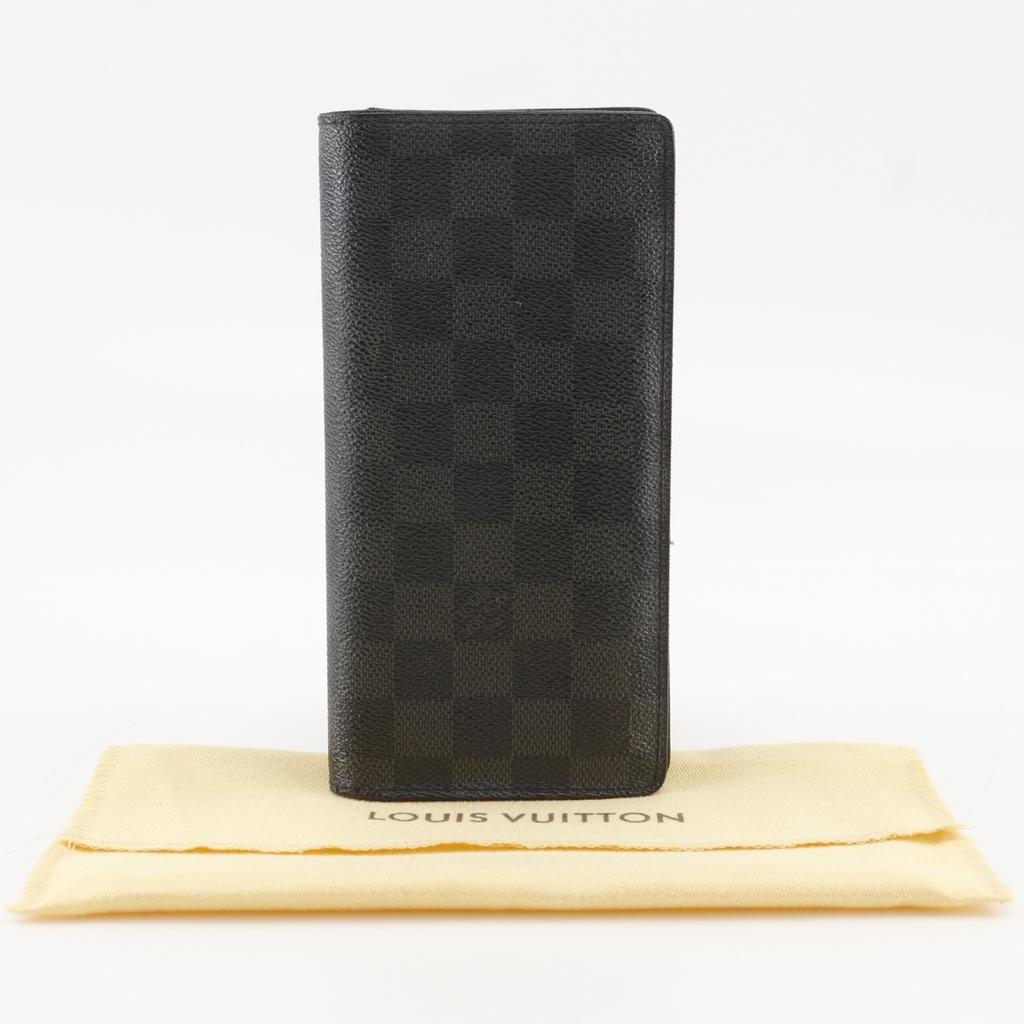 Louis Vuitton Brazza Portefeuille Purse N62665 Black Damier Grafitto Canvas Mens Used