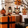 Black Cat Mummy Wooden Tree Pendants 6Pcs Vintage Halloween Ornaments for Decorations, Pumpkin Wood Cutout Pastoral Cute Indoor Decor Owl Hanging