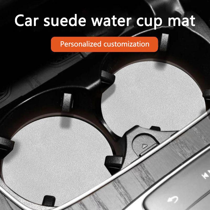 AJW1 High Quality Suede Car Coaster Water Cup Seat Cushion  Anti Slip Pad For Ford Ka 2022 2021 2020 2019 2018 2017 2016 2015 2014