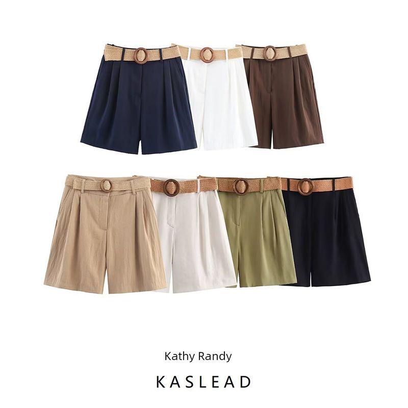 Kaslead New Arrival Women's Clothing Fashion Style Fashion All-Match Matching Belt Bermuda Shorts 8649767