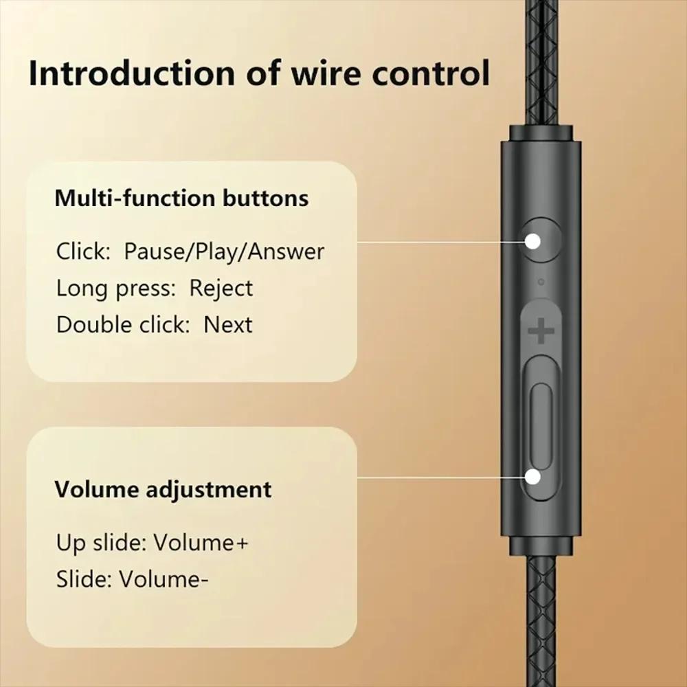 Przewodowe słuchawki 3,5 mm L zagięte Słuchawki przewodowe TYPE-C Douszne słuchawki z mikrofonem HiFi Stereo Zestawy słuchawkowe do gier na iPhone'a