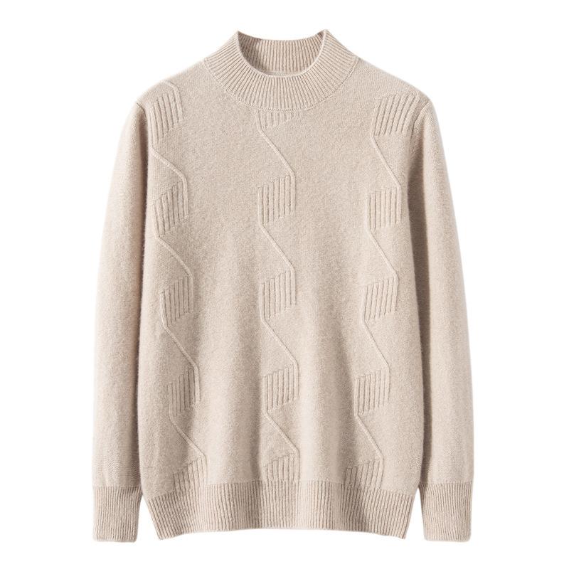 2025 high-end 100 cashmere shirt semi-turtleneck loose thickened inner sweater