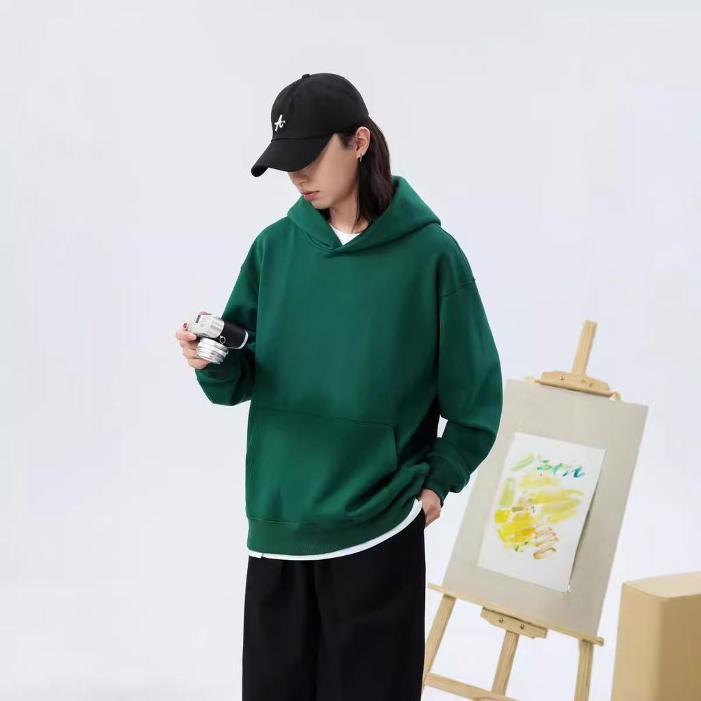 Fleecegefütterter Oversize-Kapuzenpullover mit überschnittenen Schultern und Kängurutasche, verdickter, trendiger, jugendlicher Kapuzensweatshirt für Paare