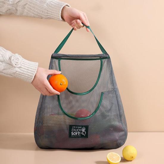 Kitchen Hanging Mesh Bag Fruit Vegetable Storage Net Bag Large Capacity Strong Load-bearing Ventilated Ginger Garlic Reusable Storage Bag