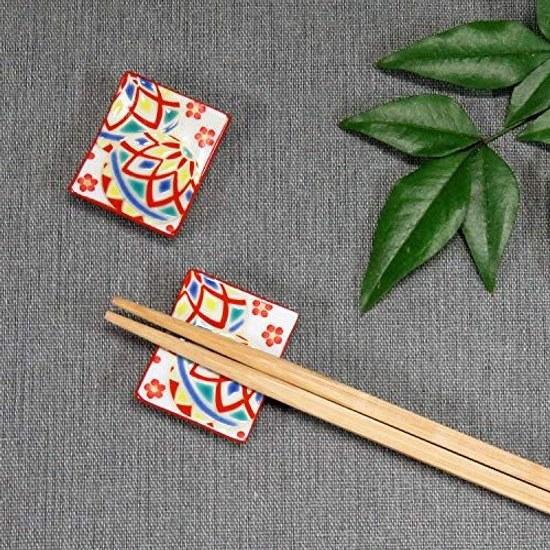 Chopstick rest stylish Kutani ware pair set temari ceramic cutlery made Japan