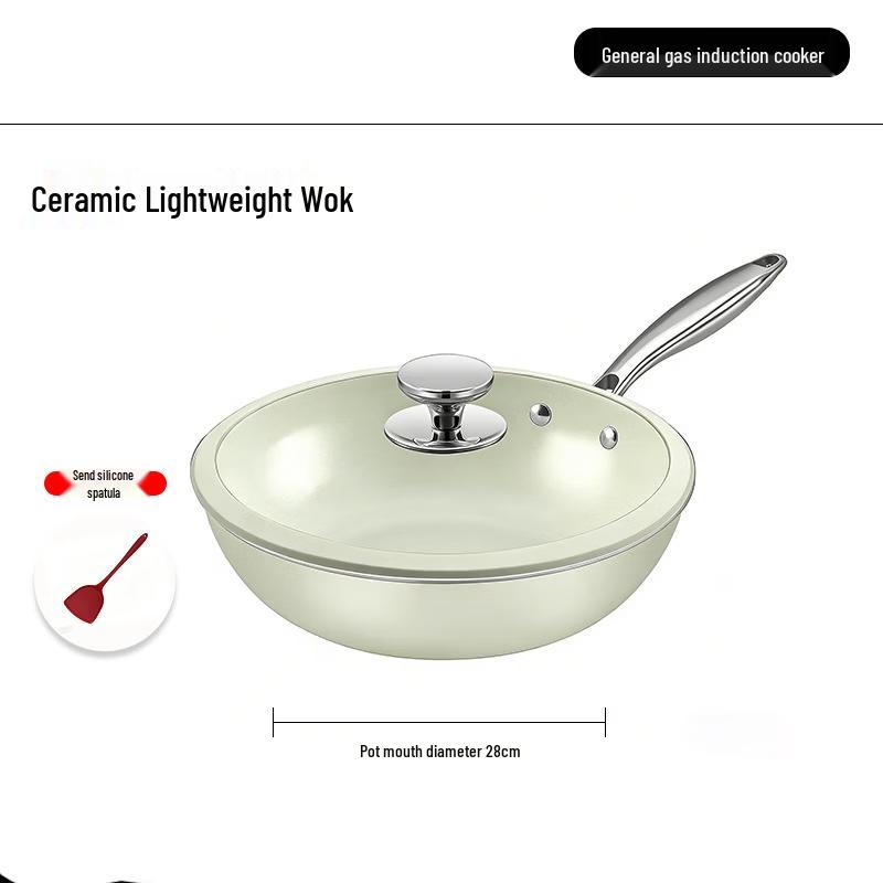 ZISIZ 28cm Aluminum Non-Stick Stir-Fry Wok