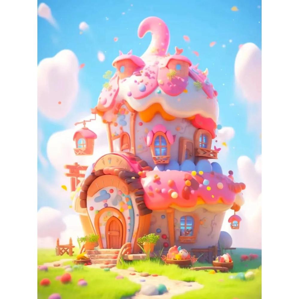 Diamond Painting Full Drill Moon Castle Round Diamond Painting Handmade Fantasy Rainbow Tree Diy Diamond Mosaic Painting Home Decoration